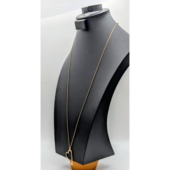 Lucky Brand Gold Tone Side Hanging CZ Heart 32"-34" Long Chain Necklace - Picture 2 of 4